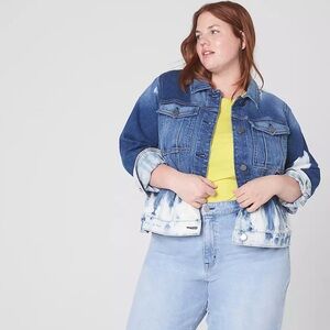 Blue Tie-Dye Denim Jacket 24 Lane Bryant